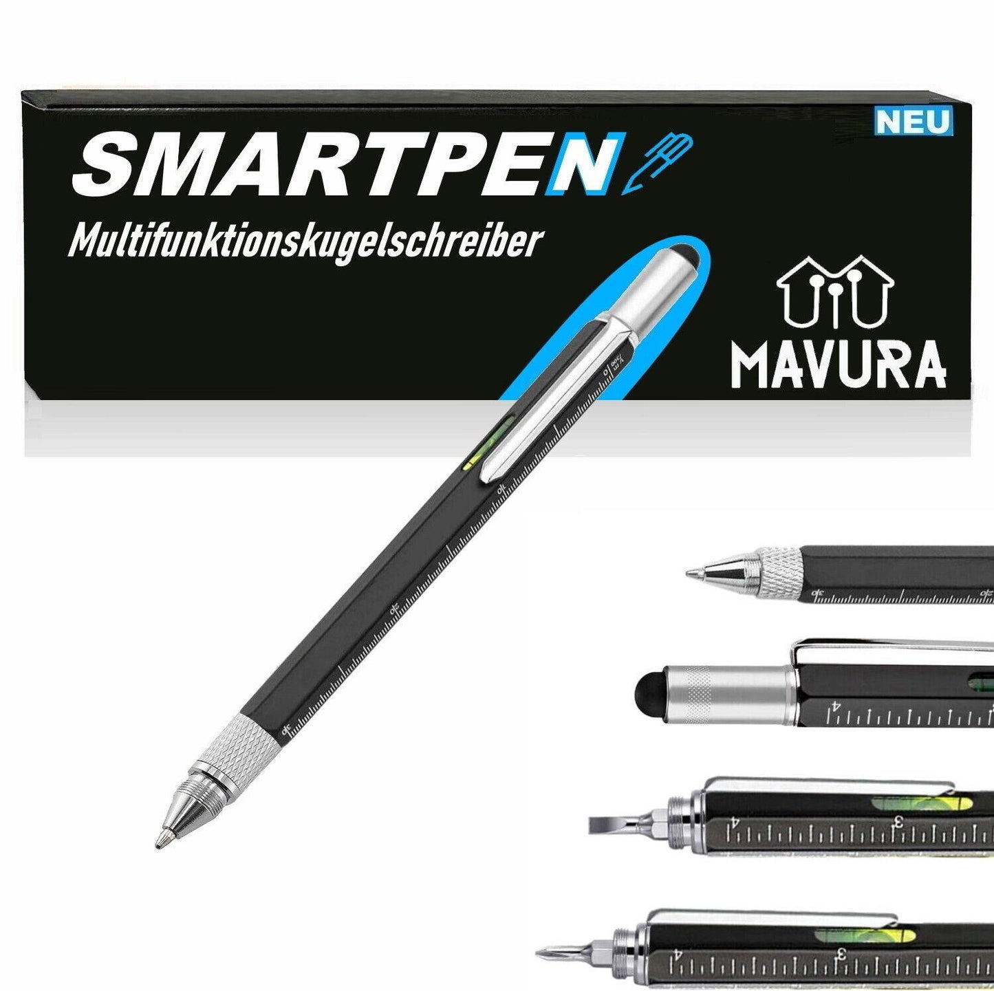 SMARTPEN Multifunktionskugelschreiber Wasserwaage Touchpen Schraubendreher 6in1