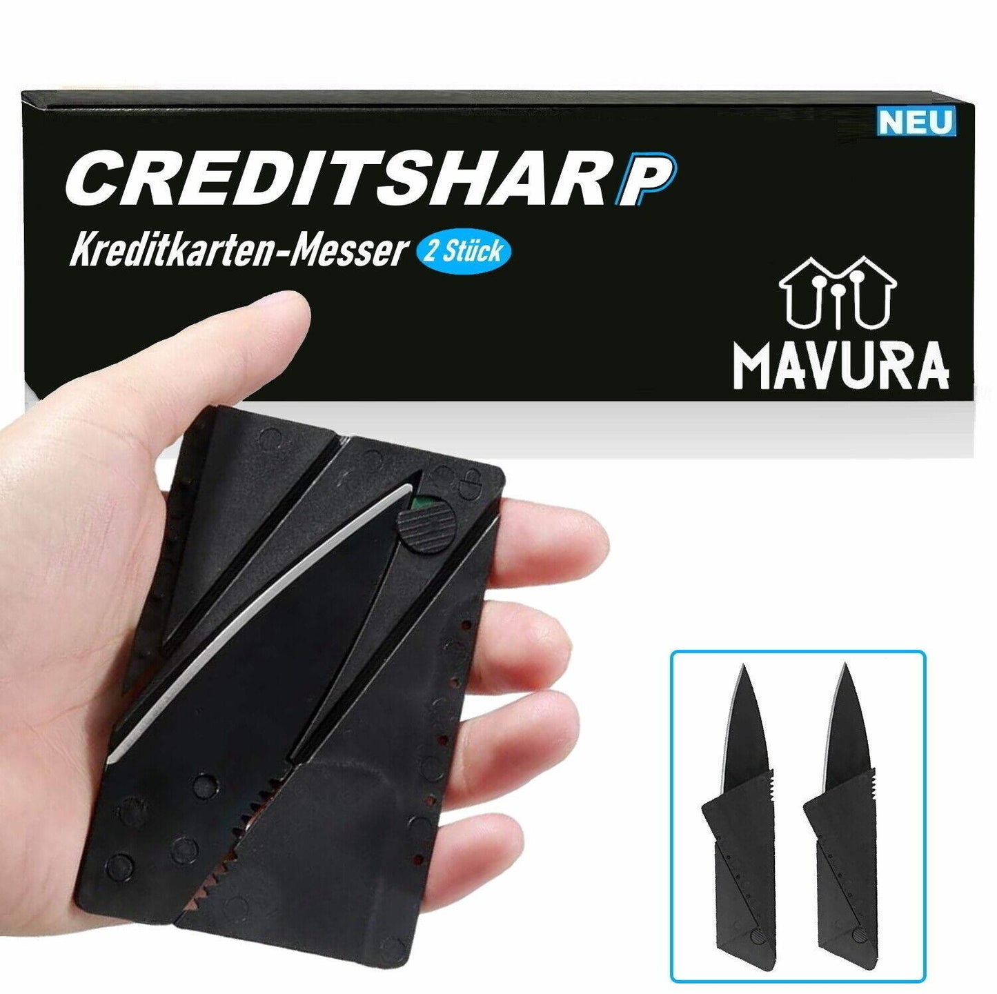 CREDITSHARP Kreditkartenmesser Klappmesser Faltmesser Taschenmesser ultradünn 2x