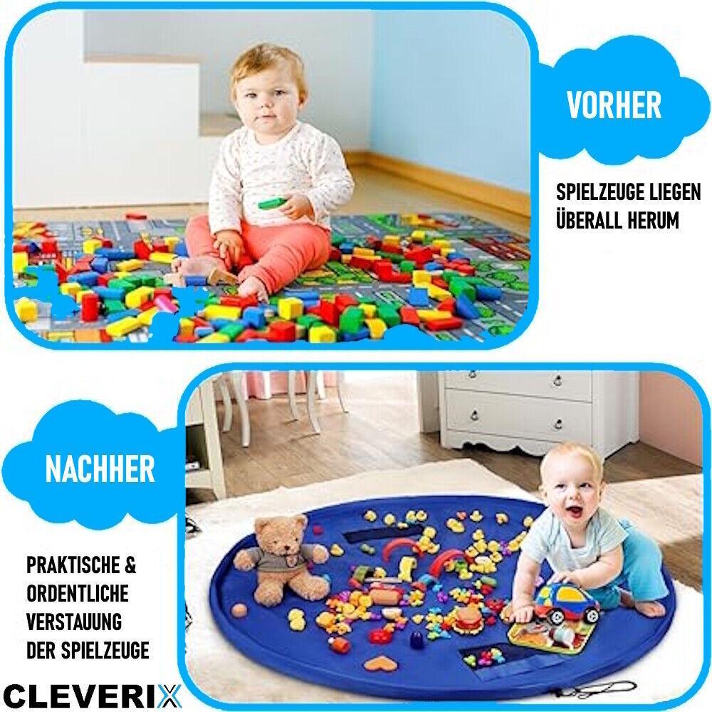CLEVERIX Spielunterlage Spielmatte Spielsack Spielteppich Aufräumsack faltbar