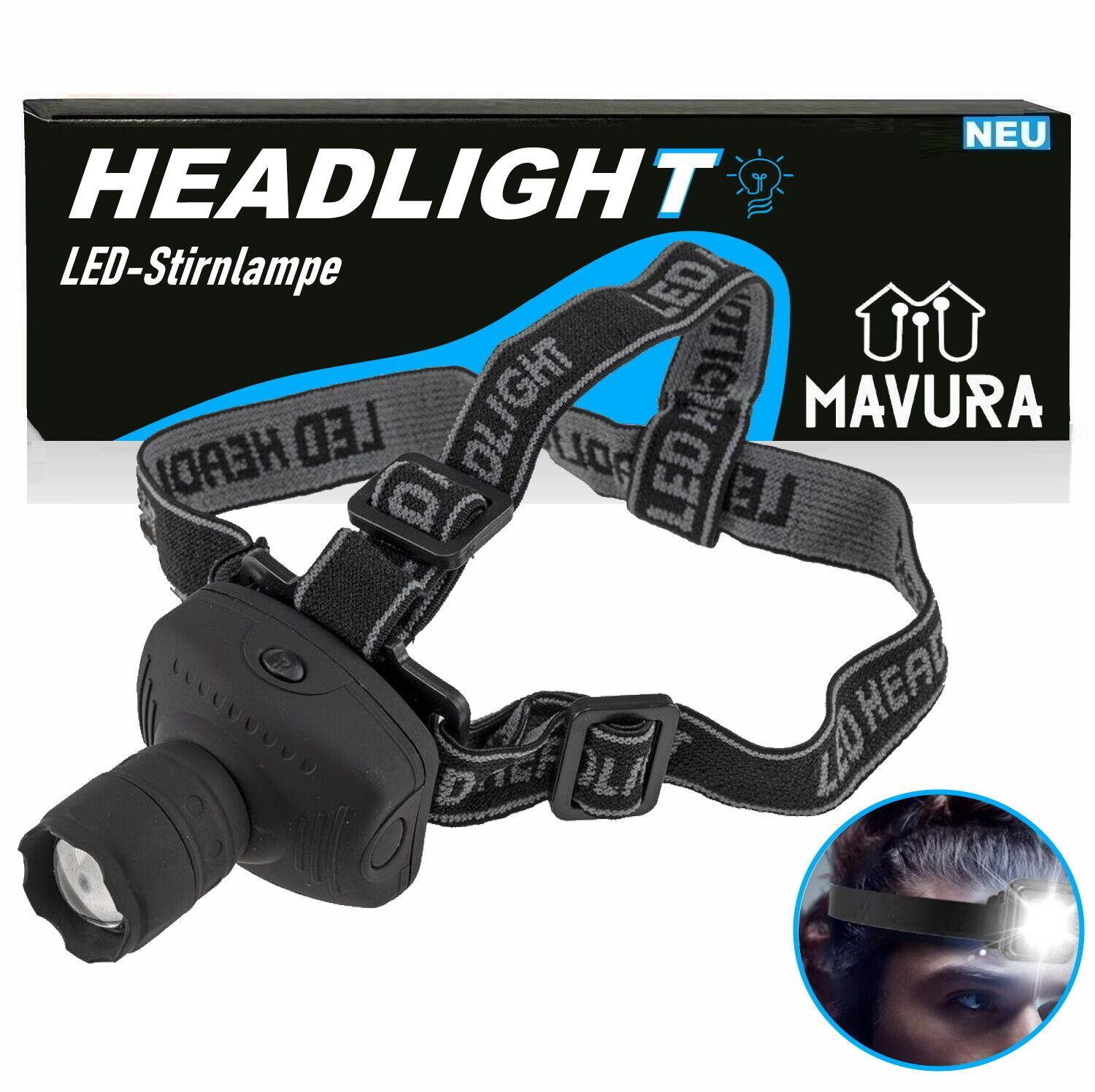 HEADLIGHT Kopflampe Stirnlampe LED Kopfleuchte Batterie Sport Joggen Lampe 5W