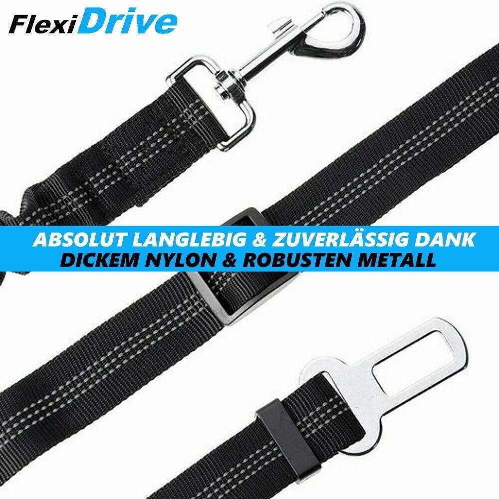 FlexiDrive Hunde Auto Sicherheitsgurt elastisch Anschnallgurt Hundegeschirr 2er