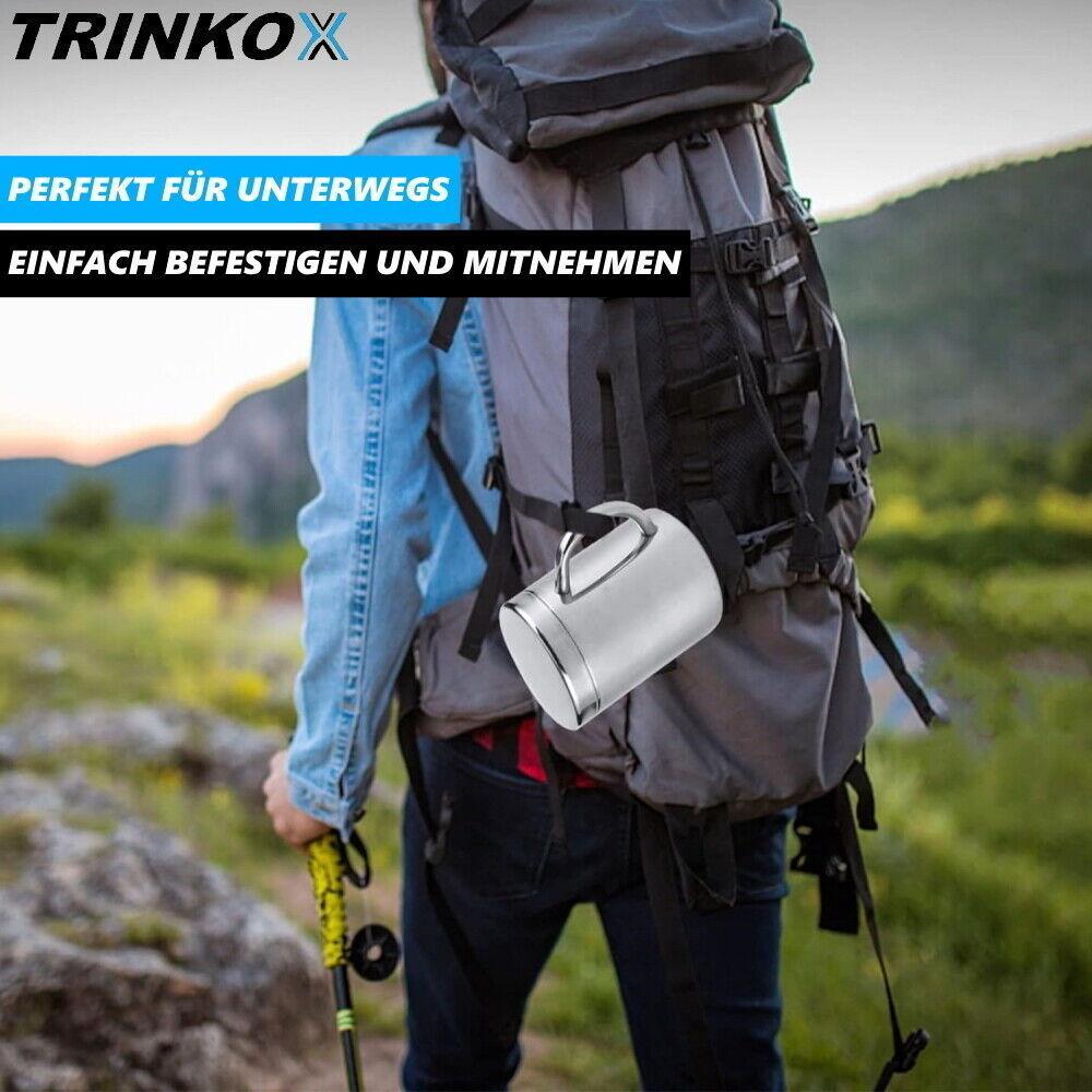 TRINKOX Edelstahl Camping Becher Trinkbecher Kaffee Tasse Mini Outdoor Kochtopf