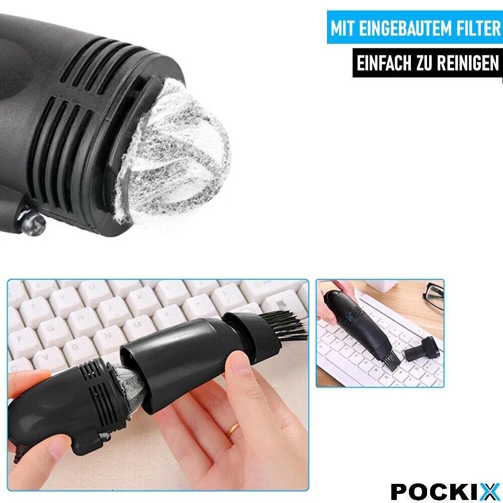 POCKIX Mini Staubsauger USB Schreibtisch Tastatur Computer m. Licht & 2 Aufsätze