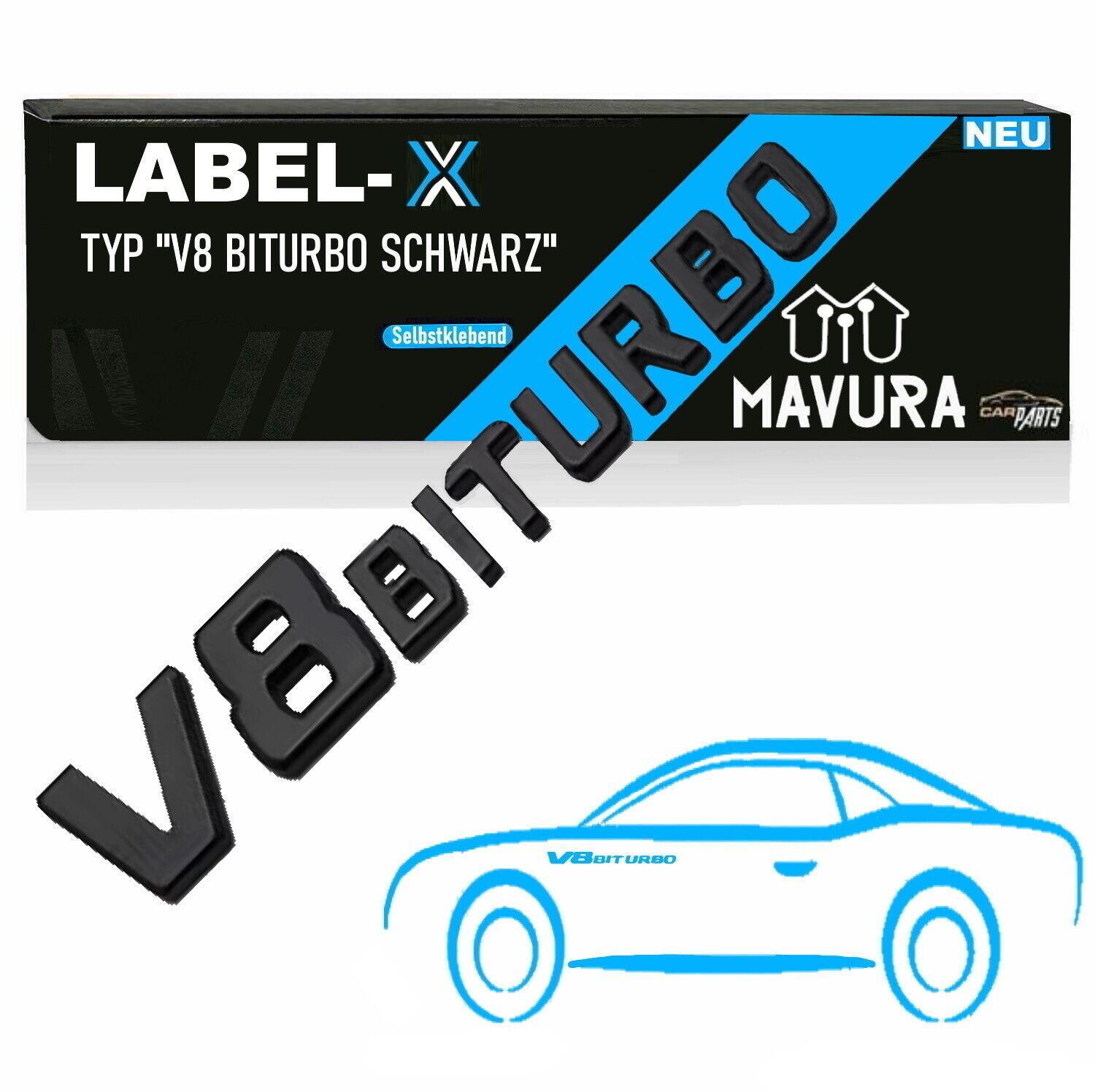 LABEL-X V8 Biturbo Schriftzug 3D Emblem Schwarz G63 S63 SL63 CL63 C63 CLS63 AMG