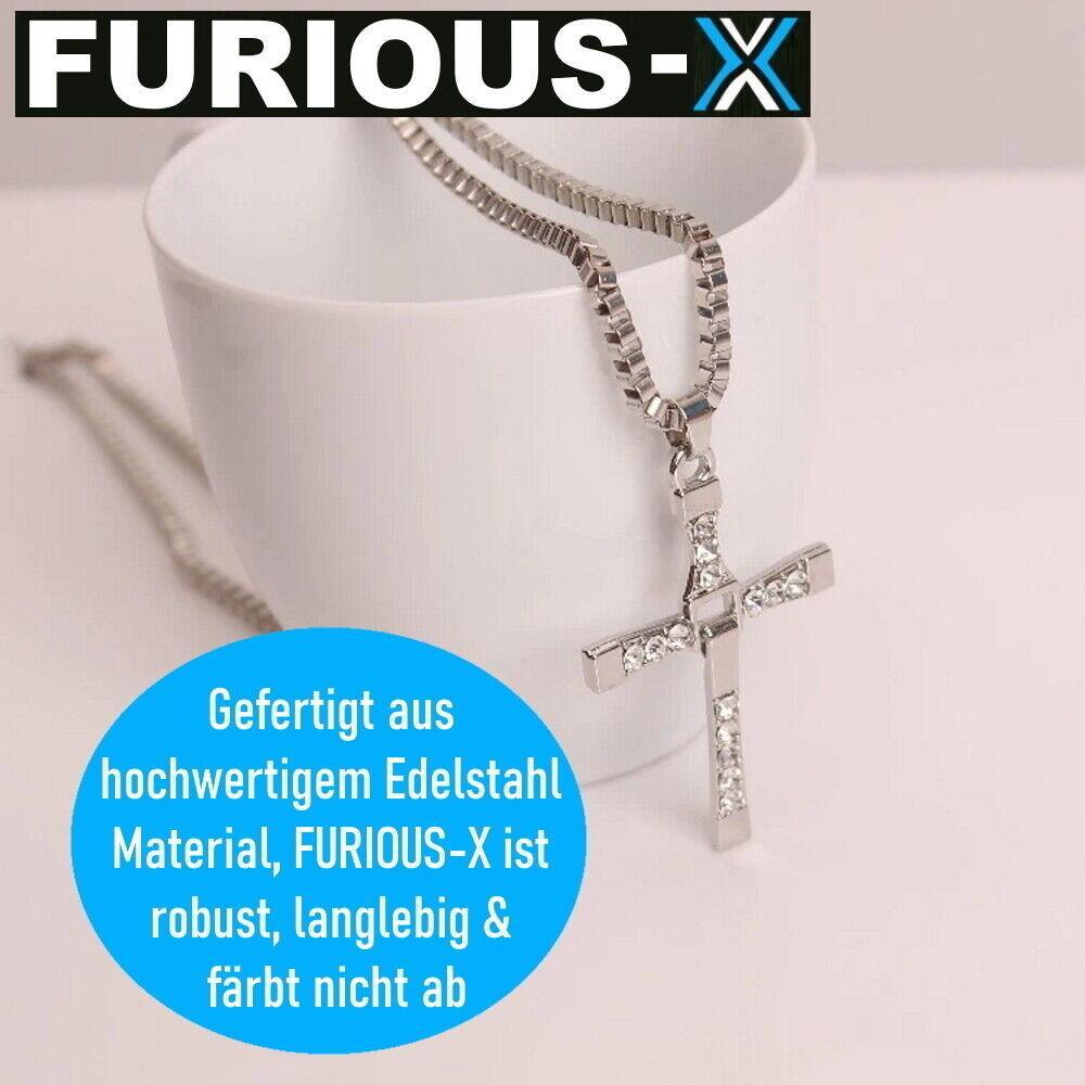 FURIOUS-X Fast Furious Vin Diesel Dominic Toretto Kreuz Hals Kette EDELSTAHL