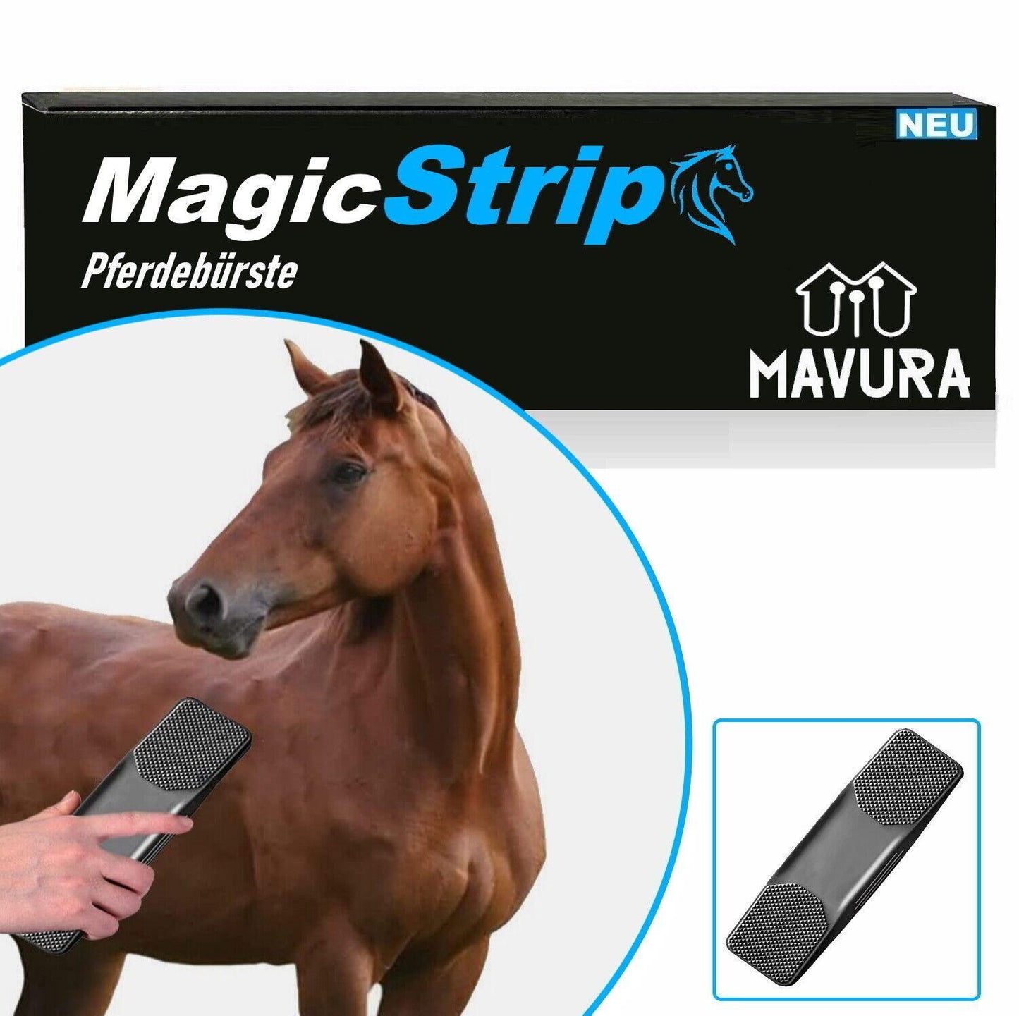 MagicStrip Pferdebürste Kardätsche Pferdekardätsche Pferdestriegel Putzbürste