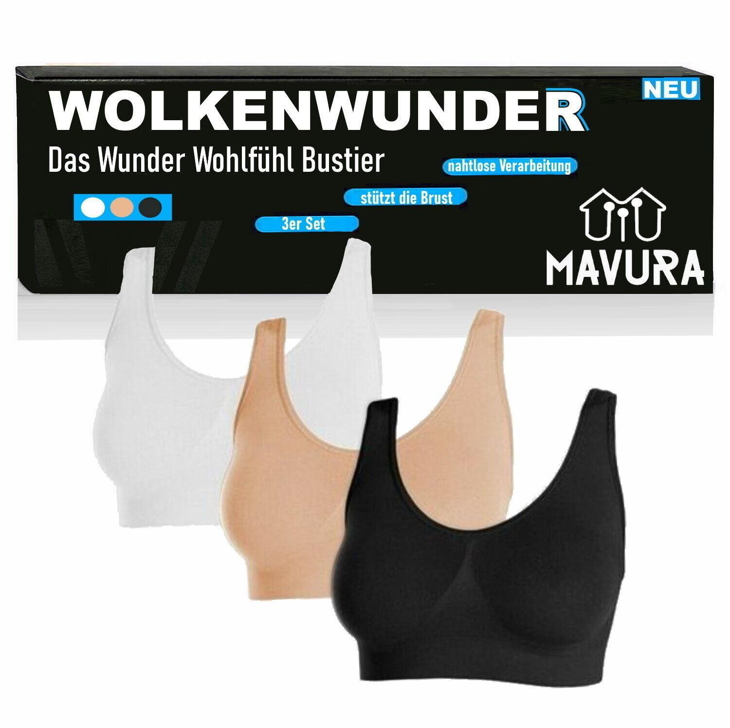 WOLKENWUNDER Das Wunder Wohlfühl Bustier nahtloser BH Ersatz ohne Bügel 3er Set