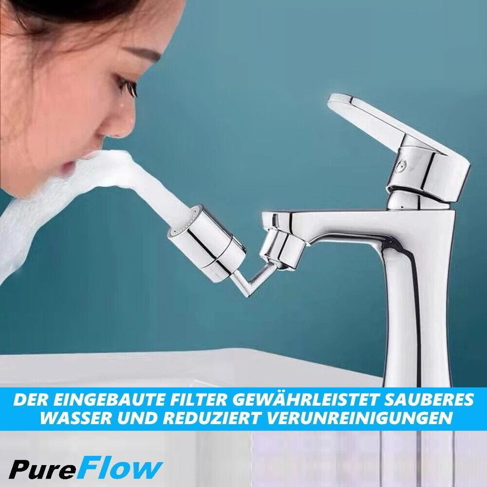 PureFlow Universal Spritzfilter Schwenkbrause Wasserhahnaufsatz 720° Brause