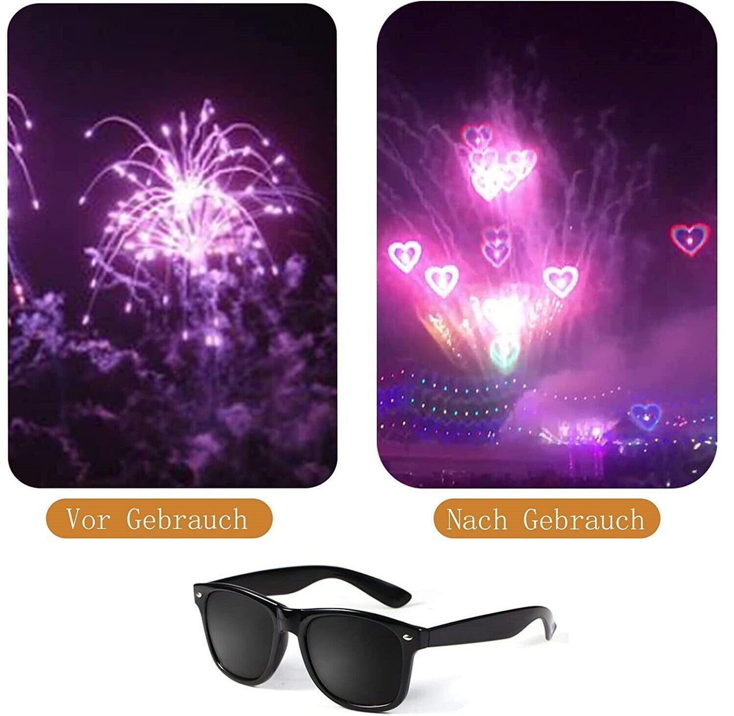 MAGIC HEART GLASSES Herz Brille 3D Special Effect Herzbrille Liebe Partybrille