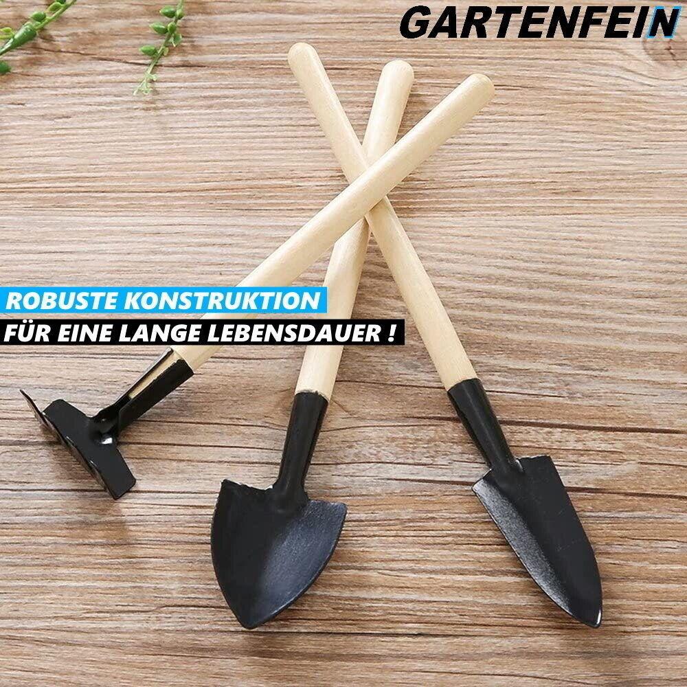 GARTENFEIN Mini Gartenwerkzeug Gartengeräte Set Schaufel Rechen Spaten 3teilig