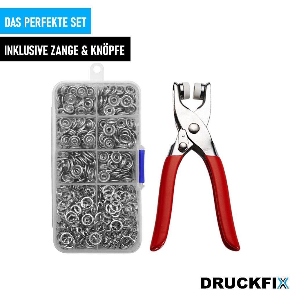 DRUCKFIX Druckknopf Kit Druckknopf-Setter-Werkzeug 100 Drückknöpfen & Zange