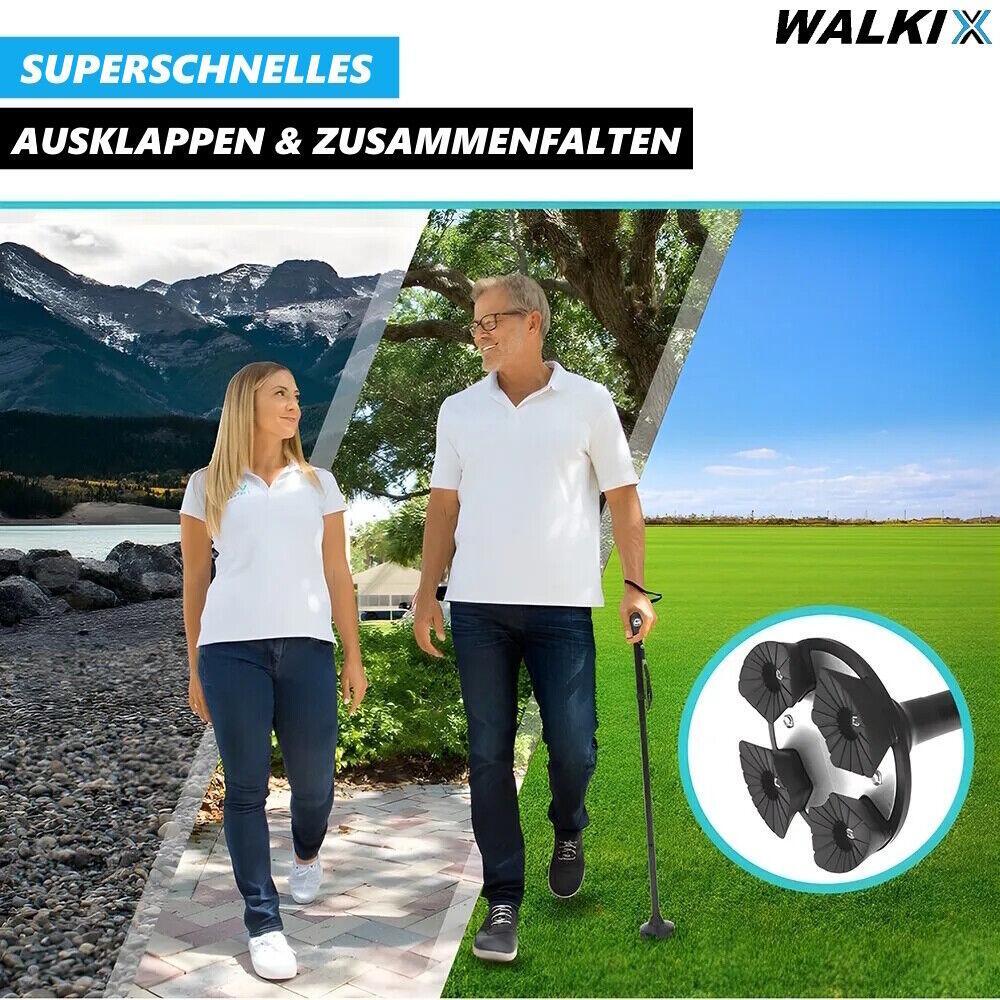 WALKIX Gehstock faltbarer Spazierstock Wanderstock Gehhilfe LED höhenverstellbar