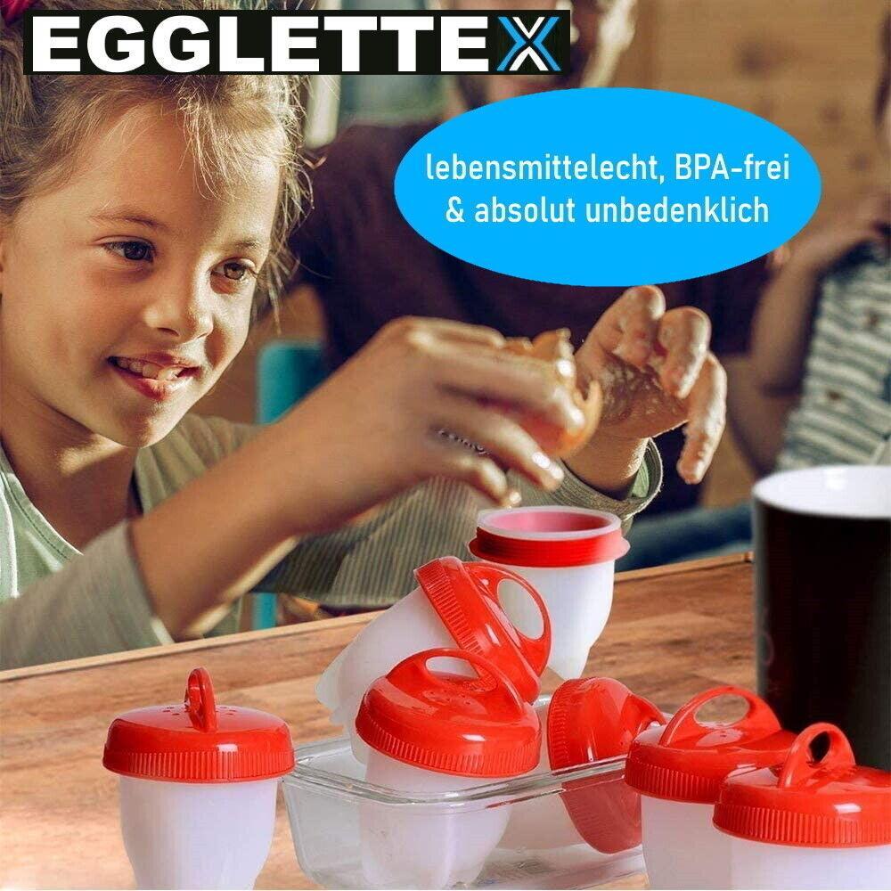 EGGLETTEX Eierkocher ohne Schale Eierbecher Silikon Eierform Egglettes [6er Set]