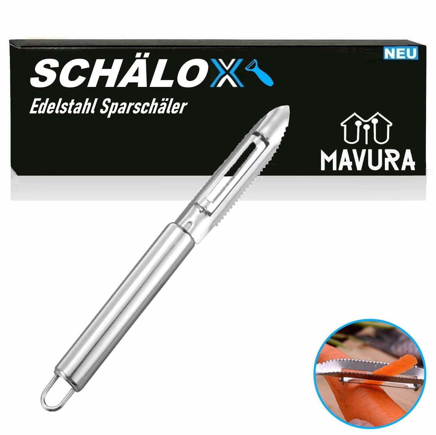 SCHÄLOX Edelstahl Sparschäler Gemüse Kartoffel Spargel Fischschuppen Schäler