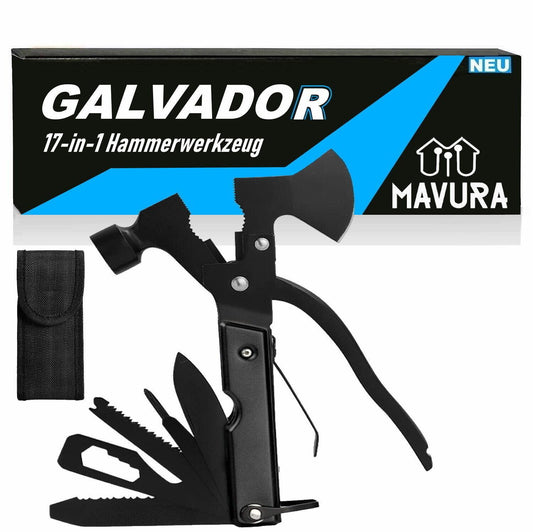 GALVADOR Multifunktionswerkzeug Axt Hammer Zange Multitool Taschenmesser 17in1