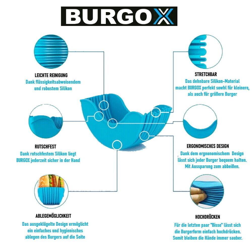 BURGOX Burgerhalter Sandwich Hamburger Bagle Donut Berliner Halter Silikon