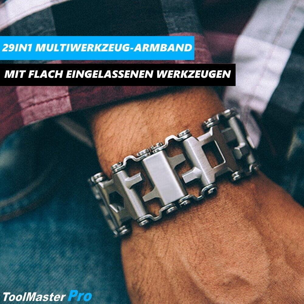 ToolMasterPro Edelstahl Multitool Armband Werkzeug Silber Geschenk Männer 29in1