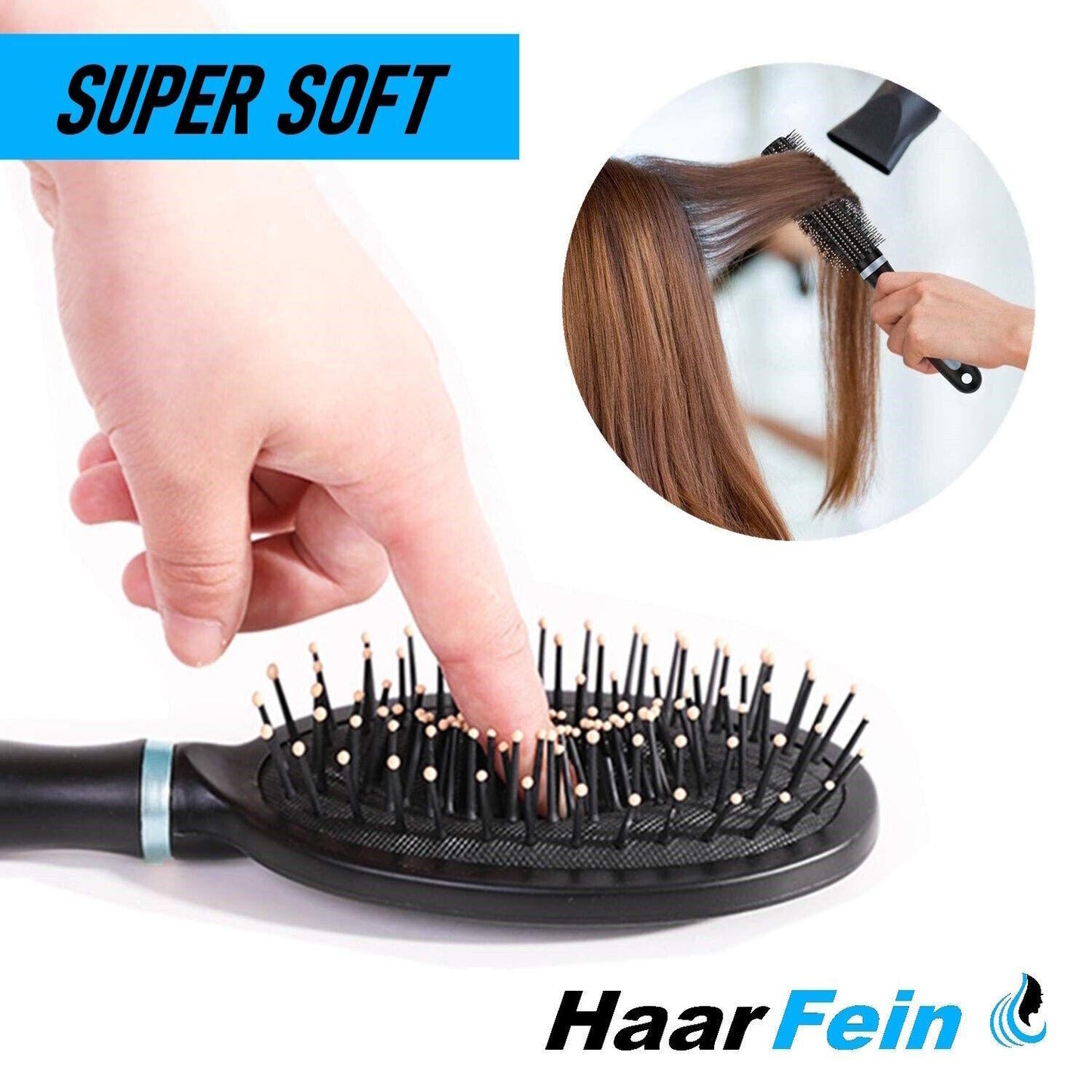HAARFEIN Haarbürsten Set Rund Allzweck Entwirren Skelett Sassoon Bürste [4er]