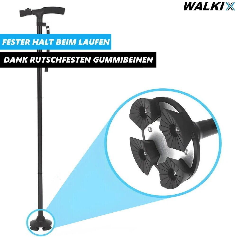 WALKIX Gehstock faltbarer Spazierstock Wanderstock Gehhilfe LED höhenverstellbar