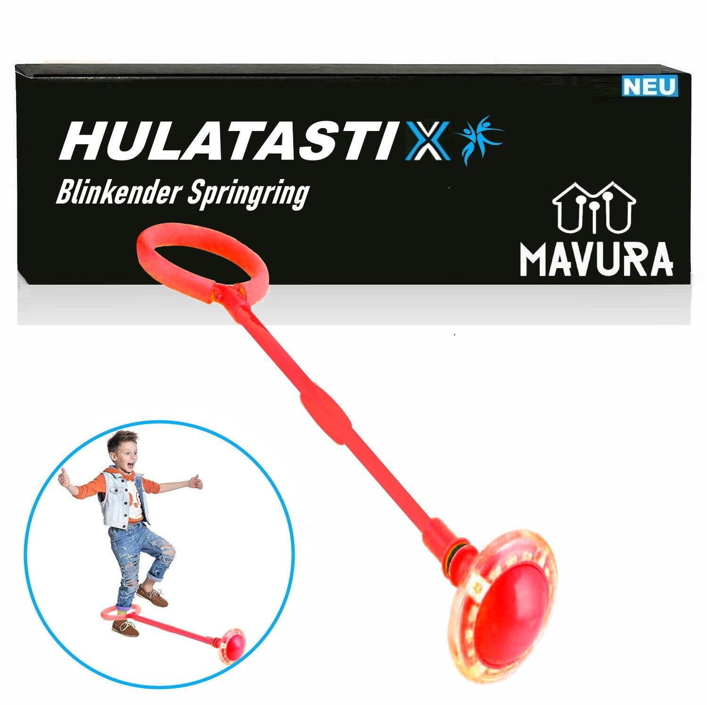 HULATASTIX LED Fußkreisel Springring Springseil Schaukelball Hüpfspiel Hula Jump