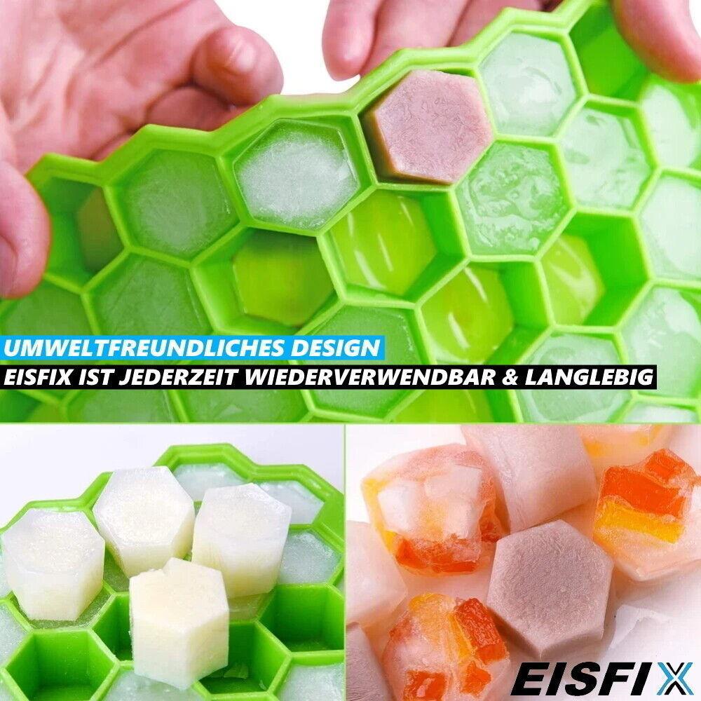 EISFIX 2x Eiswürfelform Silikon Eiswürfelbereiter Eiskugelform Eiswürfelbehälter