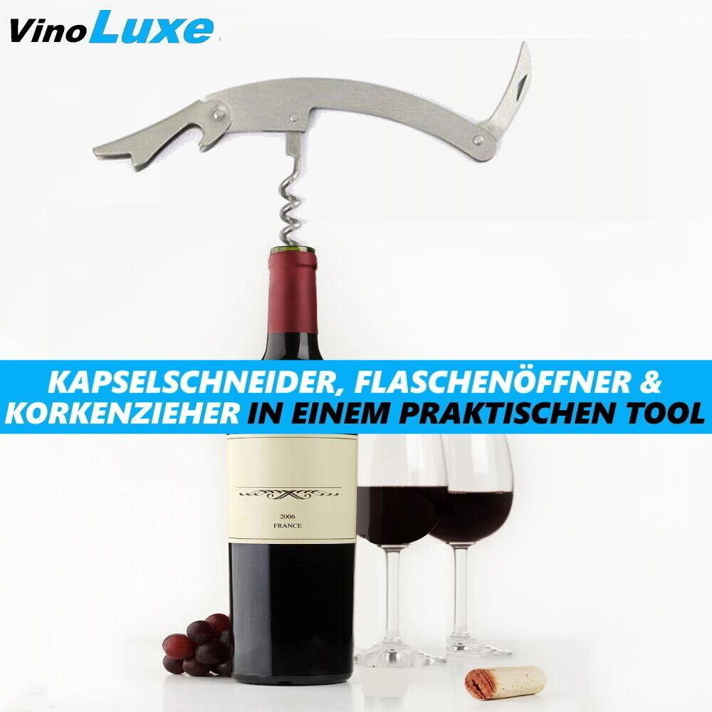 VinoLuxe Kellnermesser Edelstahl Kellnerbesteck Korkenzieher Sommeliermesser