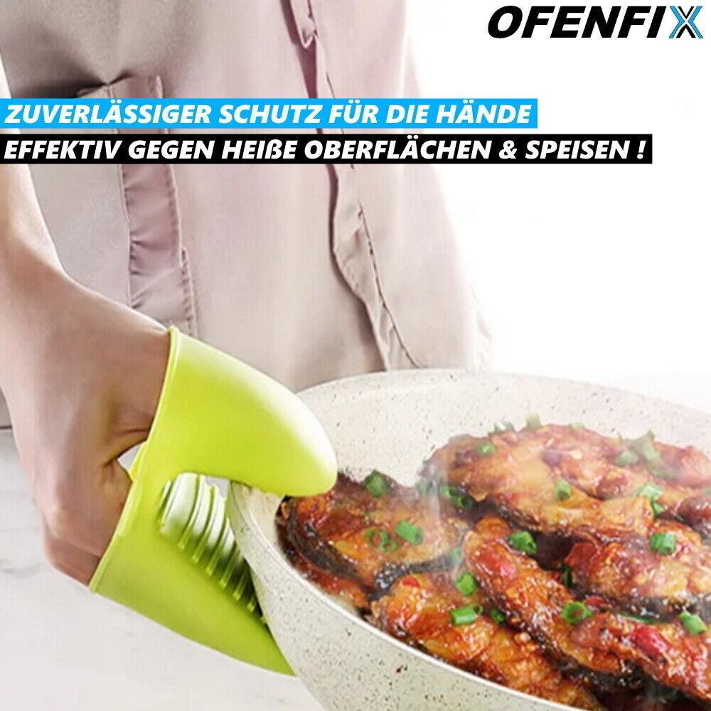 OFENFIX Ofenhandschuhe Topflappen Topfhandschuhe Kochhandschuhe Silikon [2 Stk]