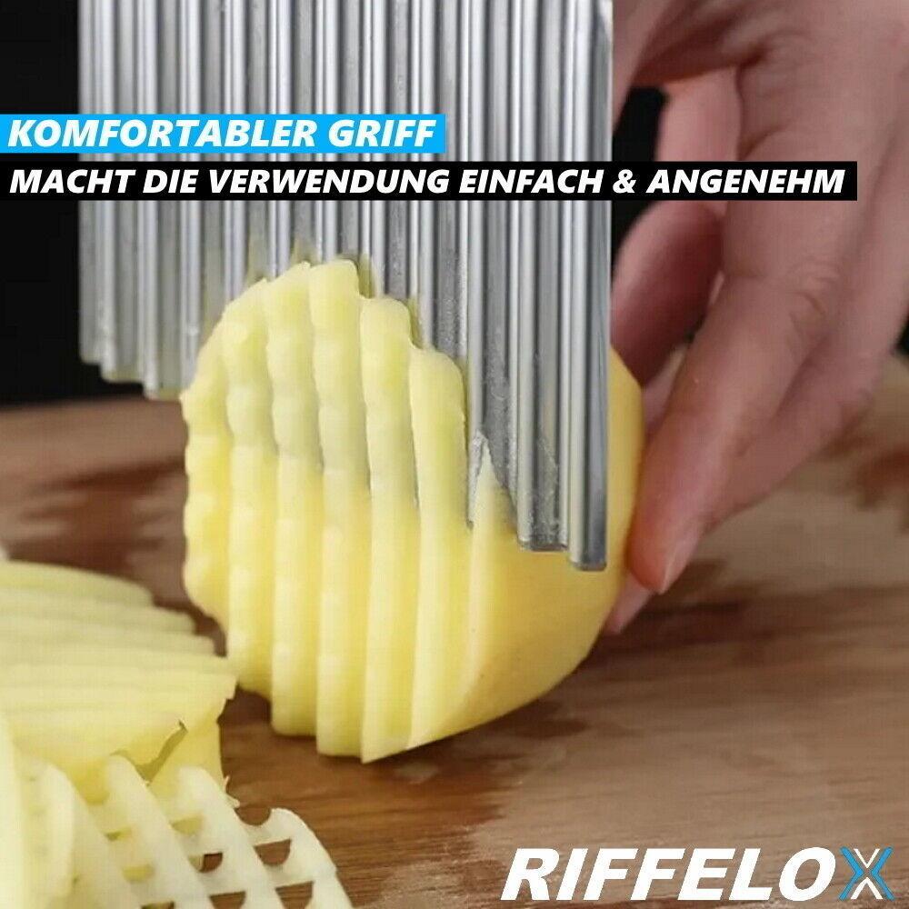 RIFFELOX Wellenmesser Wellenschnittmesser Edelstahl Riffel Pommes Gemüse