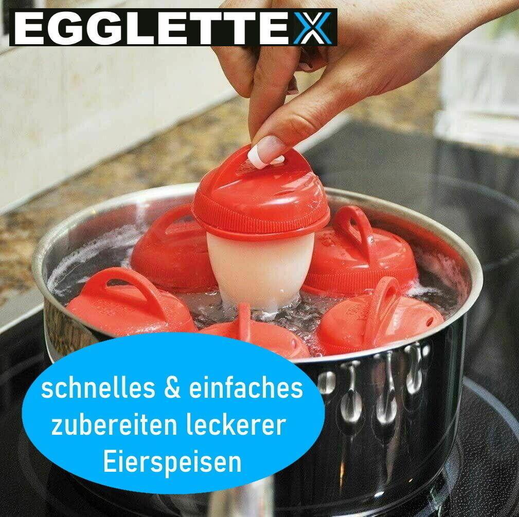 EGGLETTEX Eierkocher ohne Schale Eierbecher Silikon Eierform Egglettes [6er Set]