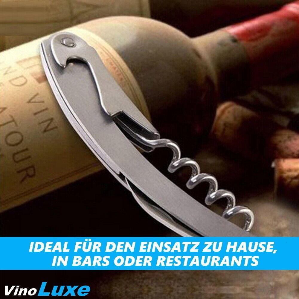 VinoLuxe Kellnermesser Edelstahl Kellnerbesteck Korkenzieher Sommeliermesser
