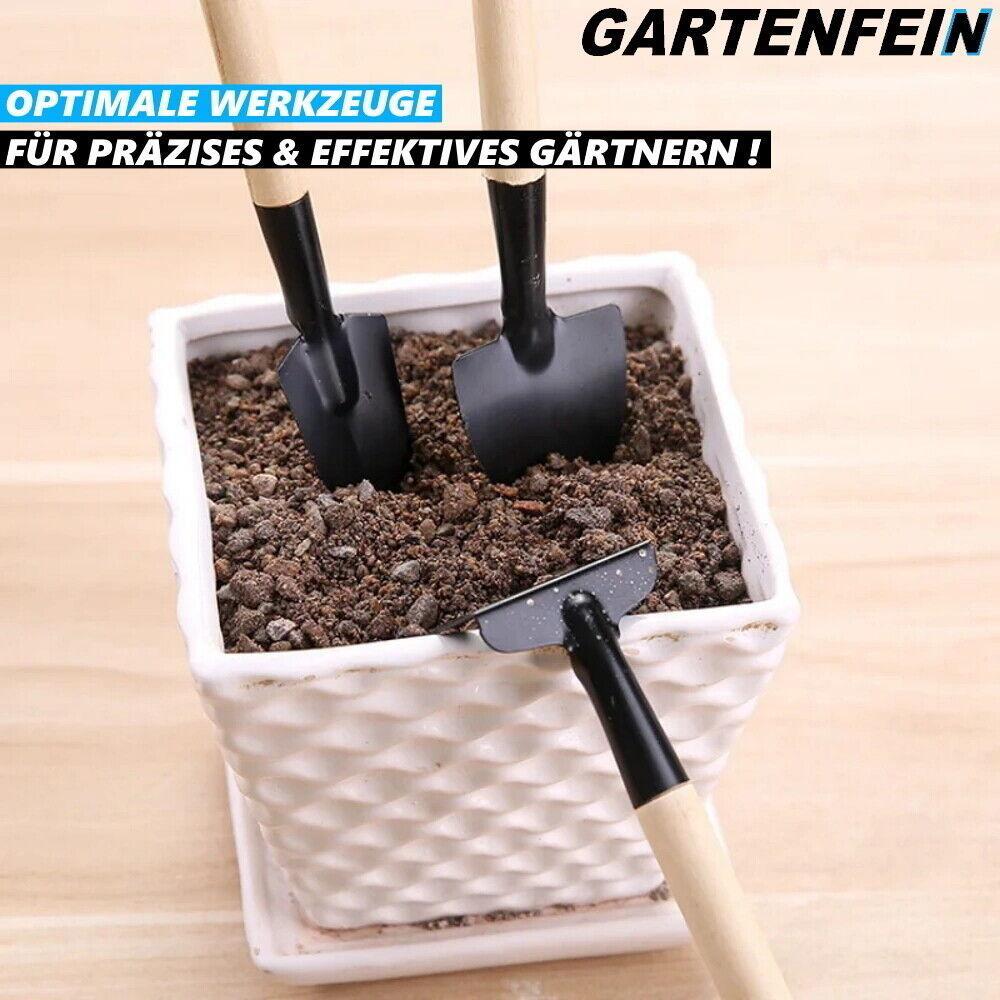 GARTENFEIN Mini Gartenwerkzeug Gartengeräte Set Schaufel Rechen Spaten 3teilig