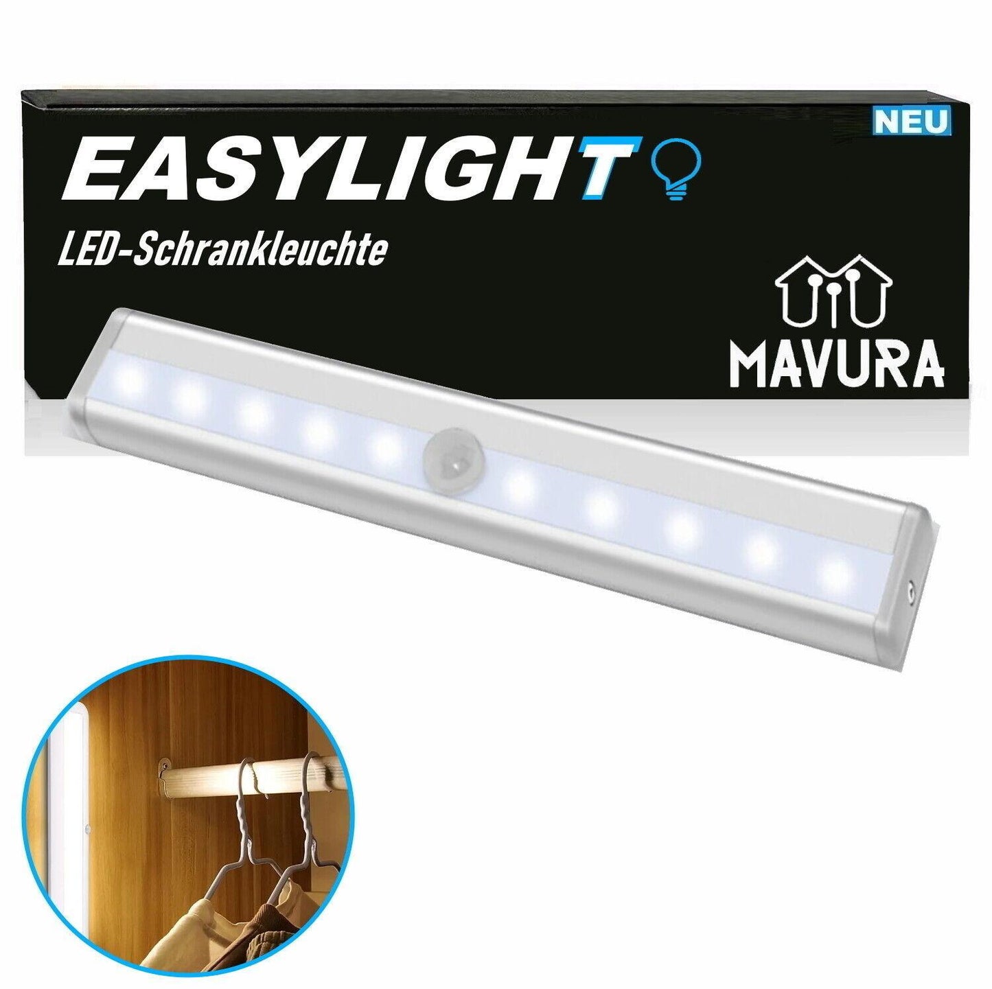 EASYLIGHT Schranklampe Unterbauleuchte Nachtlicht mit Bewegungsmelder Sensor