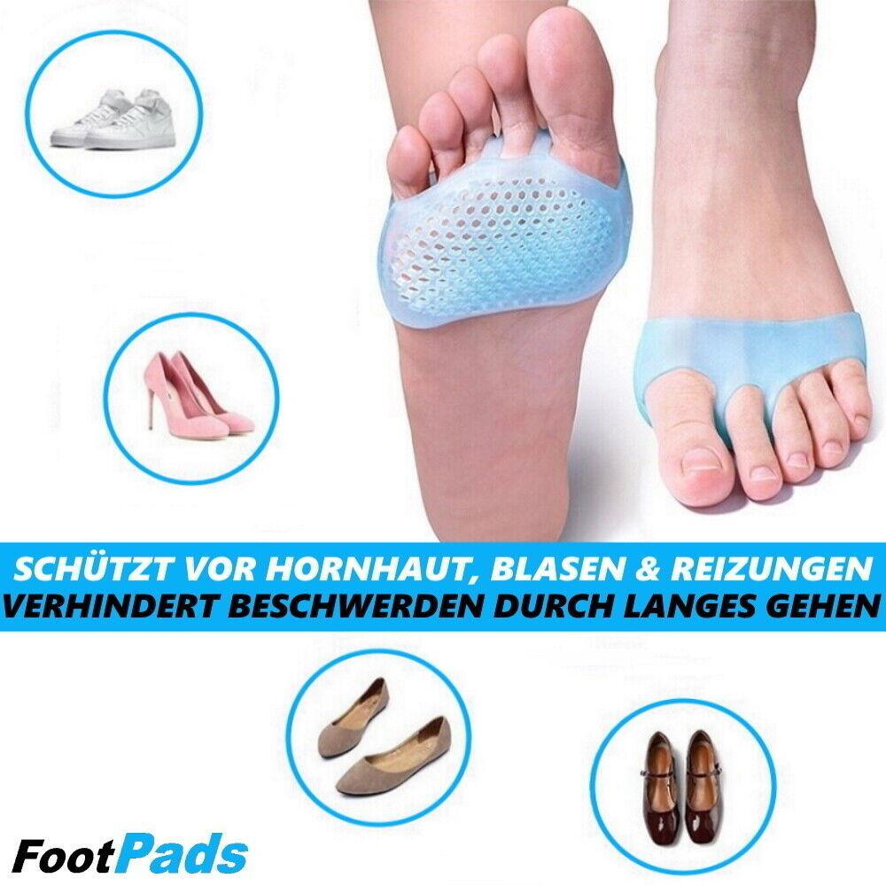 FootPads Vorfußpolster 8x Fußpads Silikon Fußpolster Gel Ballenkissen Metatarsal