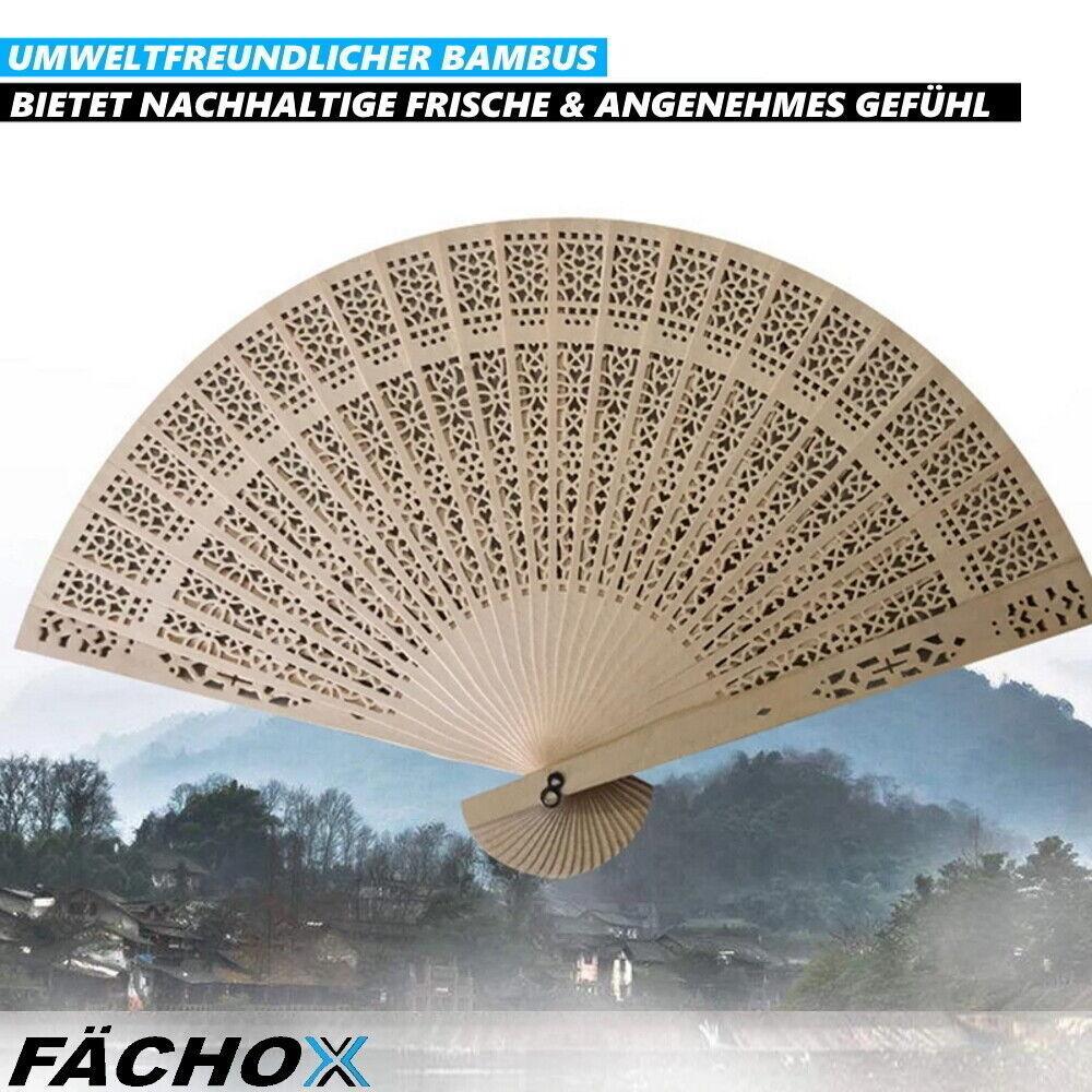 FÄCHOX Handfächer Taschenfächer Holzfächer Windfächer Klappfächer Tanzfächer 2er