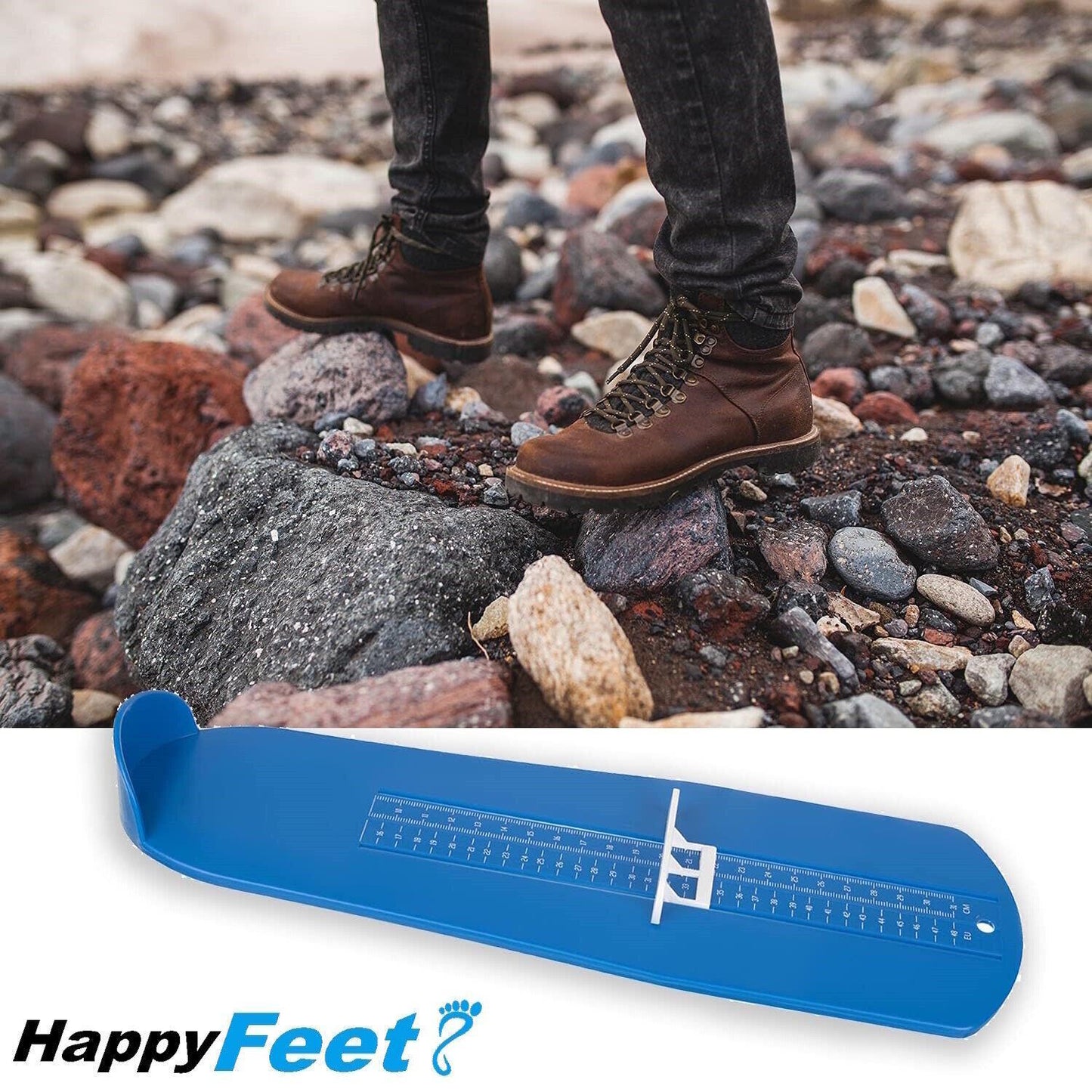 HappyFeet Fußmessgerät Fußmesser Schuhgrößentabelle für Kinder & Erwachsene