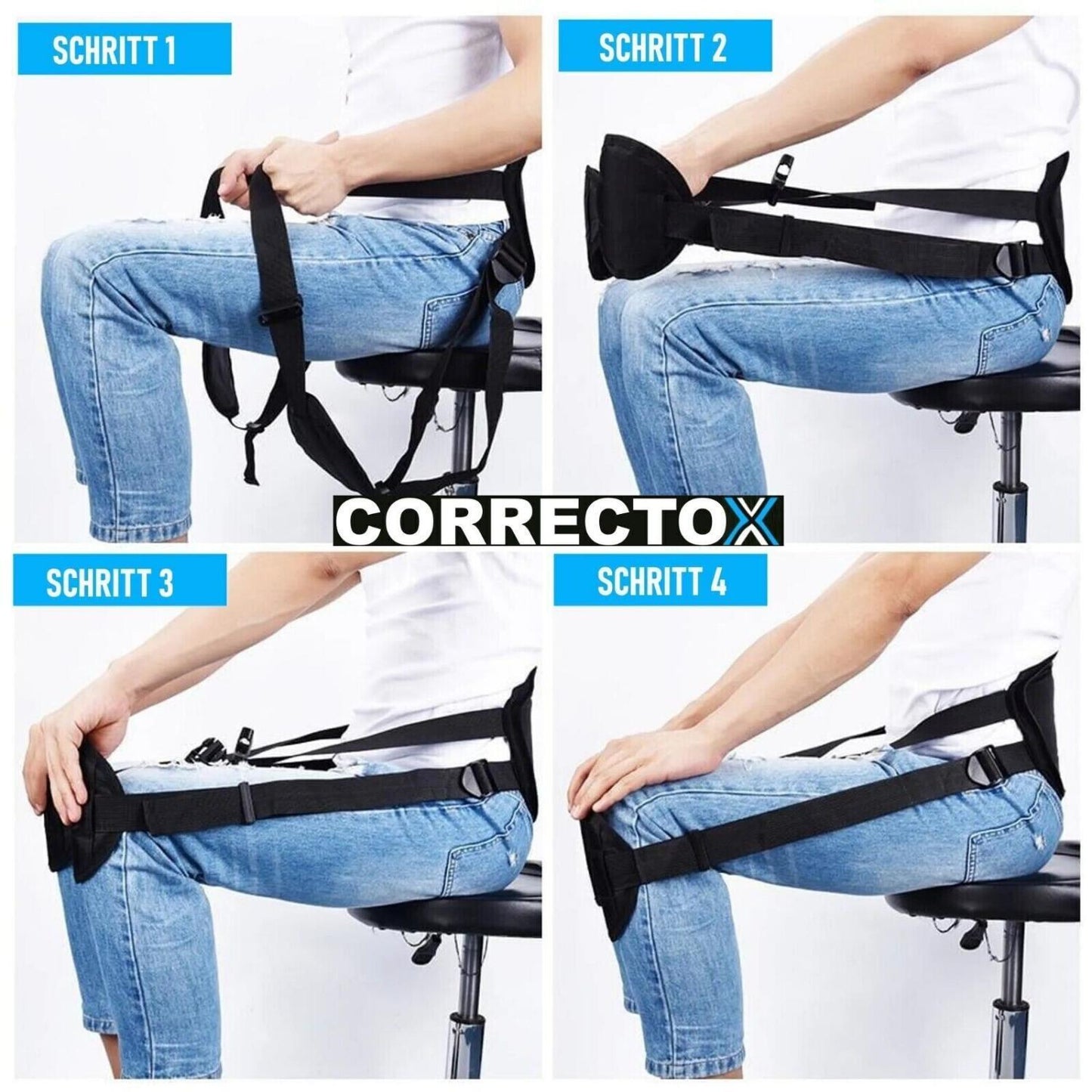 CORRECTOX Geradehalter Haltungstrainer Rückentrainer Rückengurt Sitztrainer