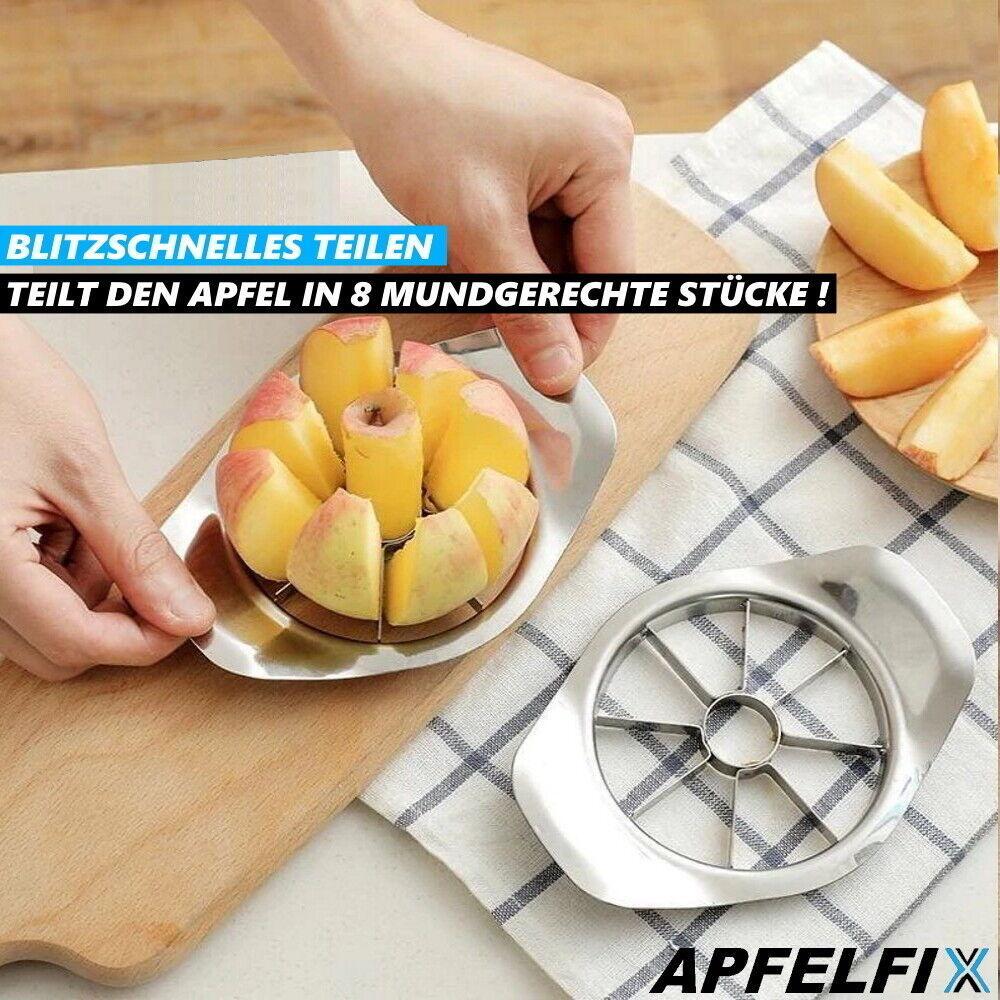 APFELFIX Edelstahl Apfelteiler Apfelschneider Birnenteiler Obstteiler Entkerner