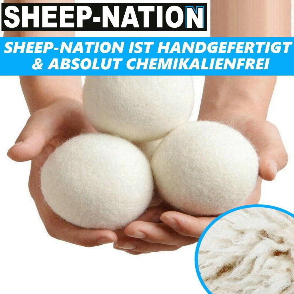 SHEEP-NATION Trocknerbälle 6er Pack Weichspüler Alternative Premium Schafwolle