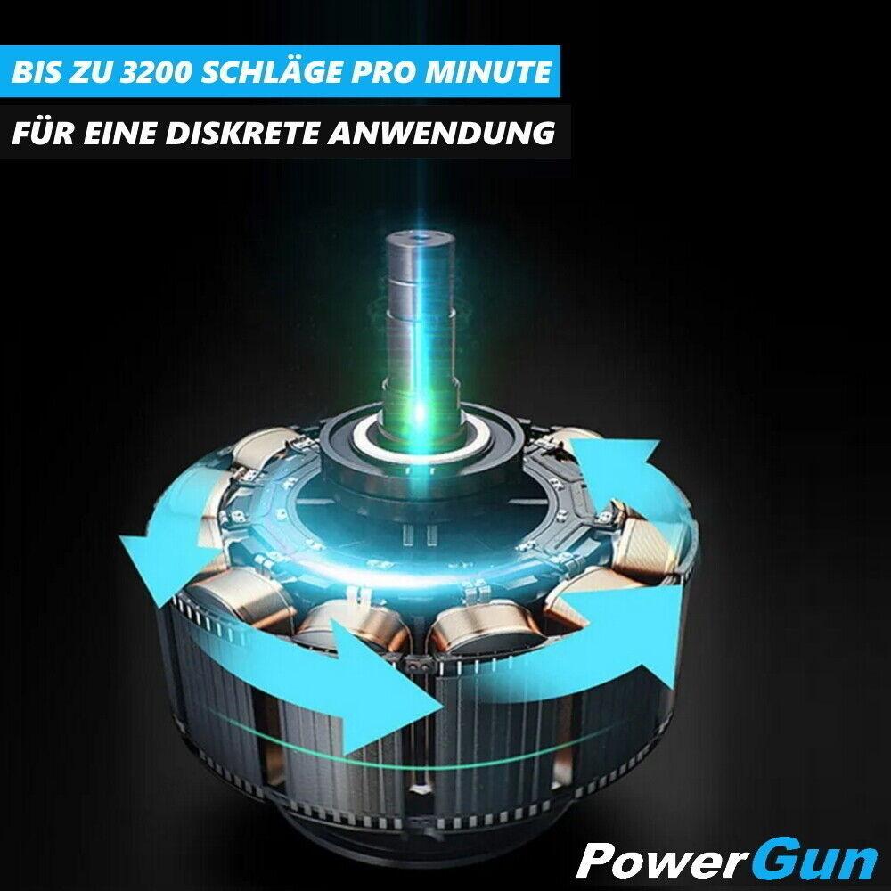 PowerGun Massagegerät Massagepistole Massagegun Set m. 4 Massageköpfe elektrisch
