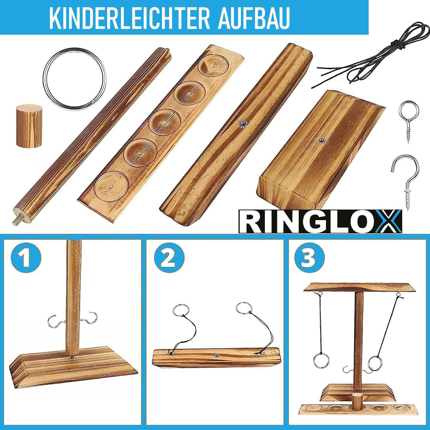 RINGLOX Trinkspiel aus Holz Partyspiel Saufspiel Ring Toss Haken Party Wurfspiel