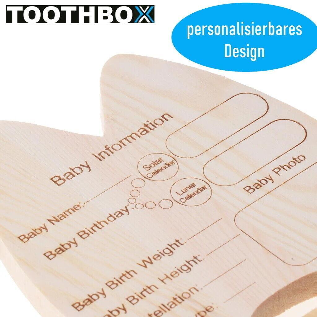 TOOTHBOX Milchzahndose Holz Zahndose Mädchen Jungen Baby Zahnbox Erinnerungsbox