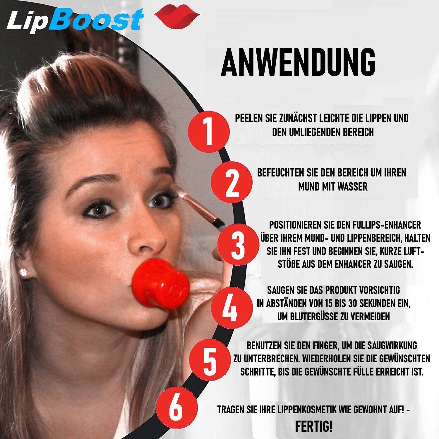 LIPBOOST Lippen-Booster m. Sofort-Effekt Lip Plumber Lip Enthancer Universal Rot