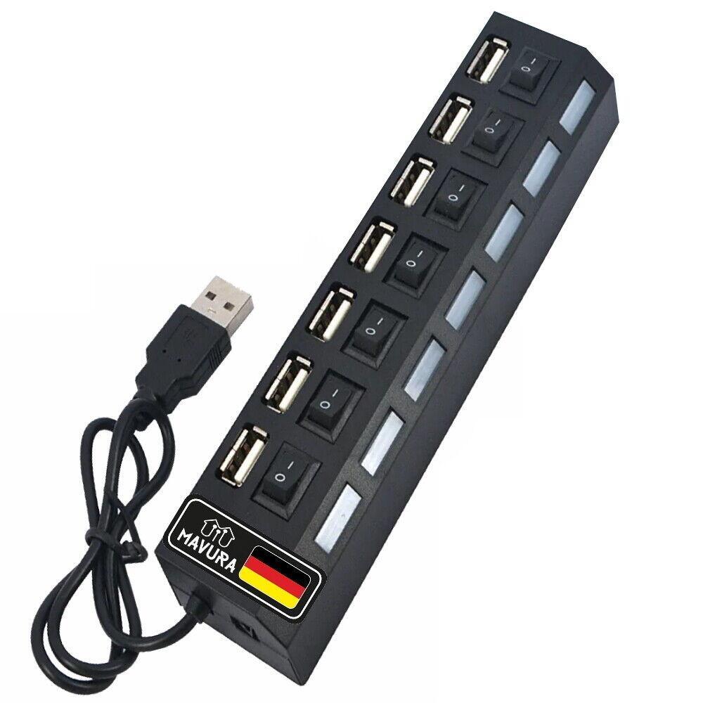 MULTIPORT USB Hub 7-fach Port Splitter Adapter Superspeed Datenhub Verteiler