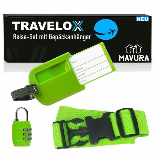 TRAVELOX Koffergurt Gepäckgurt Kofferanhänger Gepäckschloss Gepäckanhänger Grün