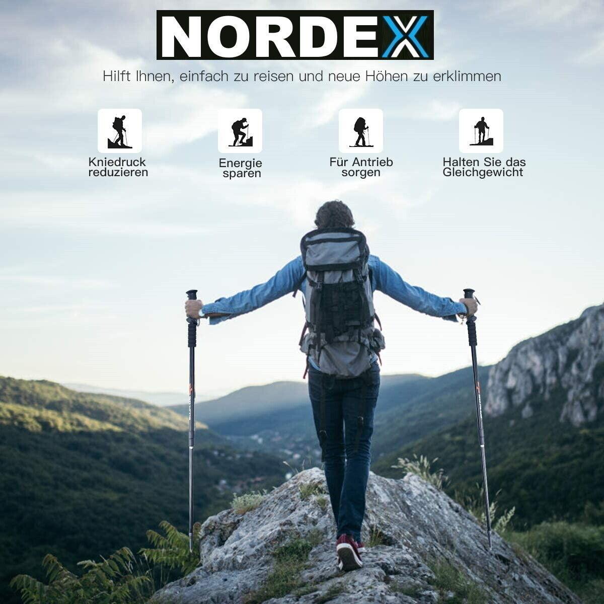 NORDEX Wanderstöcke Trekkingstöcke Teleskop Nordic Walking ultraleicht Aluminium