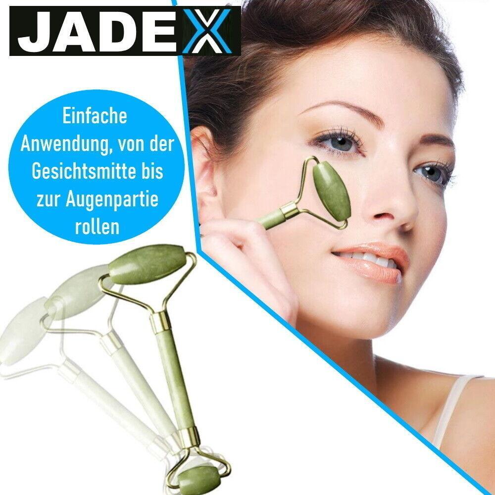 JADEX Premium Jade Roller Set Face Roller Massagegerät Gua Sha Gesichtsmassage