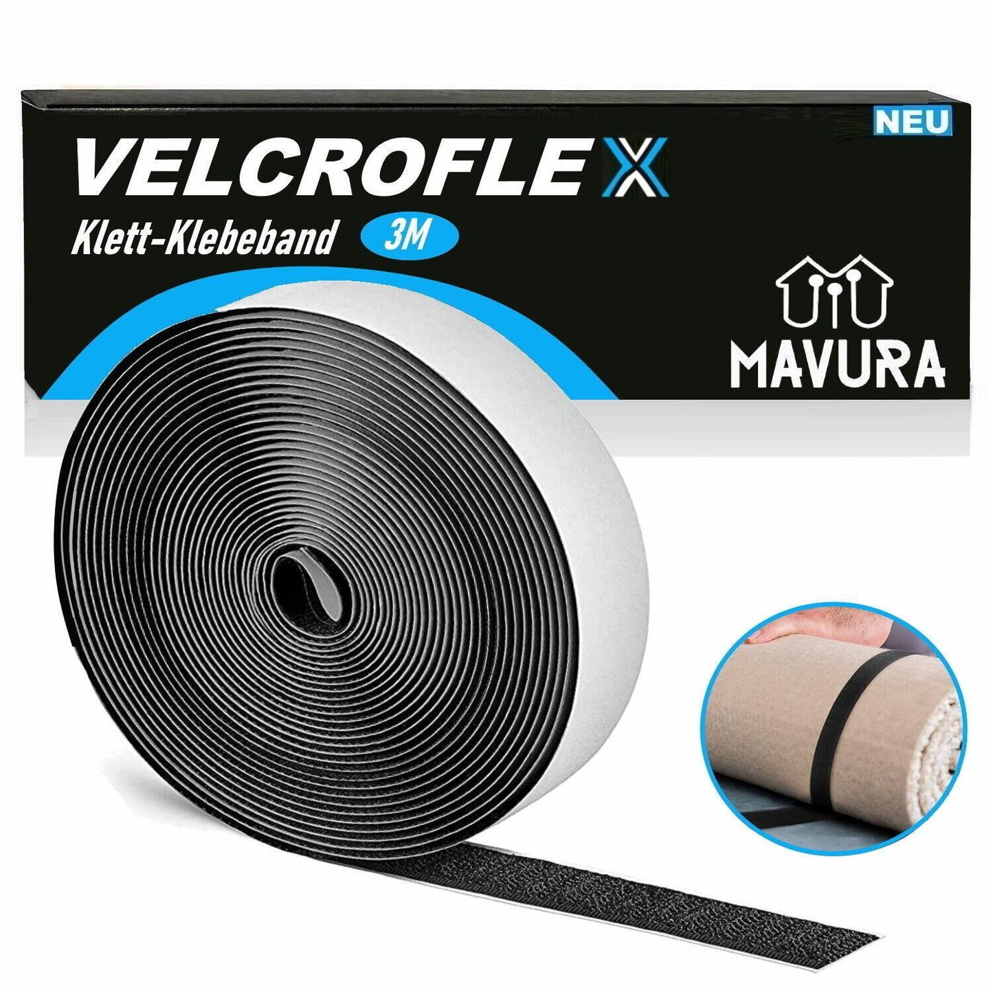 MLIVING Klettband Selbstklebend extra Stark Klettverschluss Klebeband schwarz