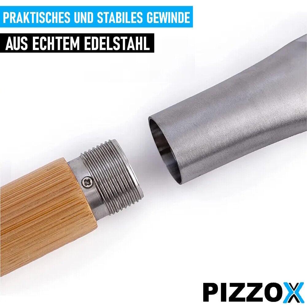 PIZZOX Premium Pizzaschieber Edelstahl Pizzaschaufel mit abnehmbarem Holz Griff