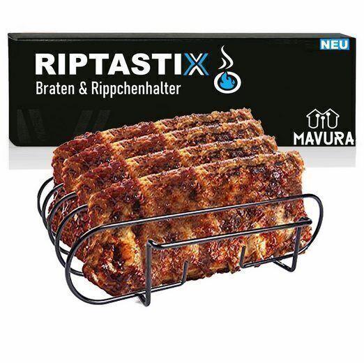 RIPTASTIX Rippchenhalter Bratenhalter Spareribs Steak Kotellet Halter für Grill