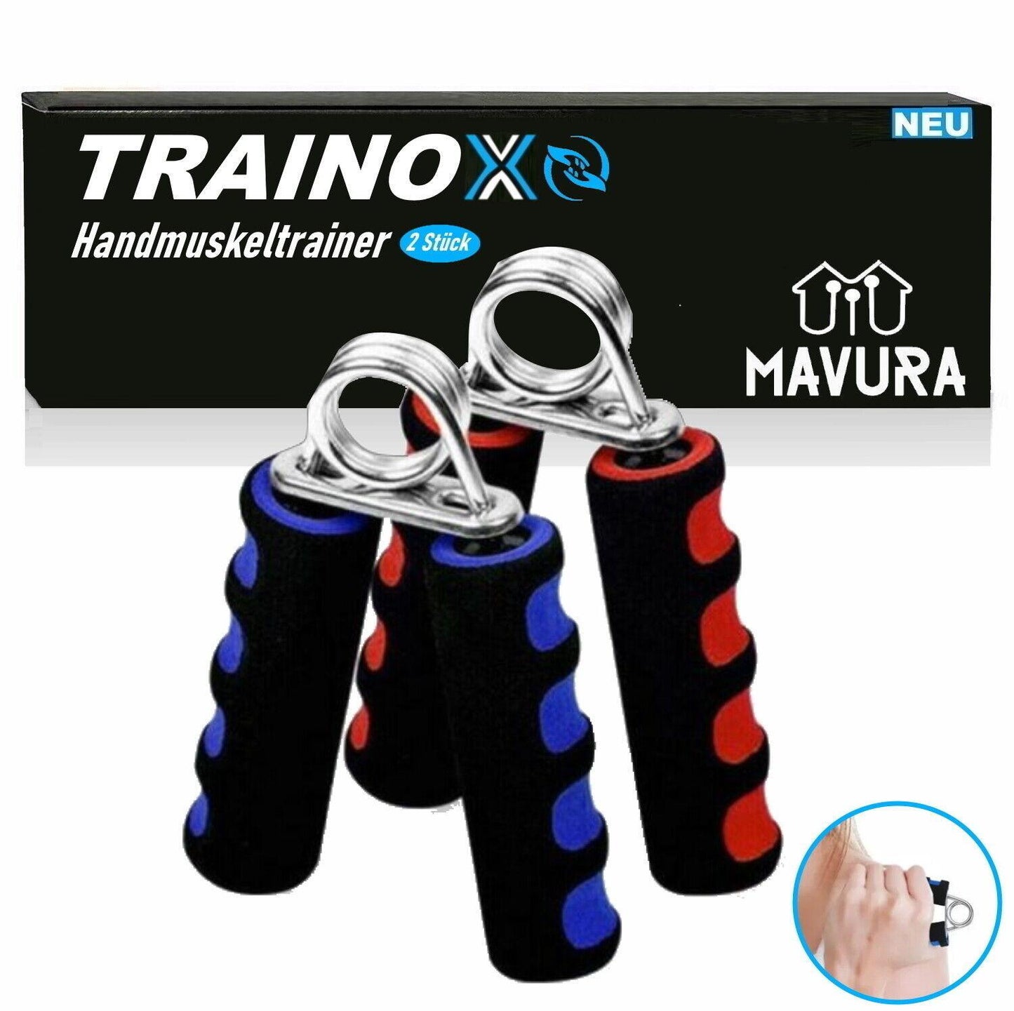 TRAINOX Handtrainer Unterarmtrainer Fingerhantel Handexpander Fingertrainer 2er